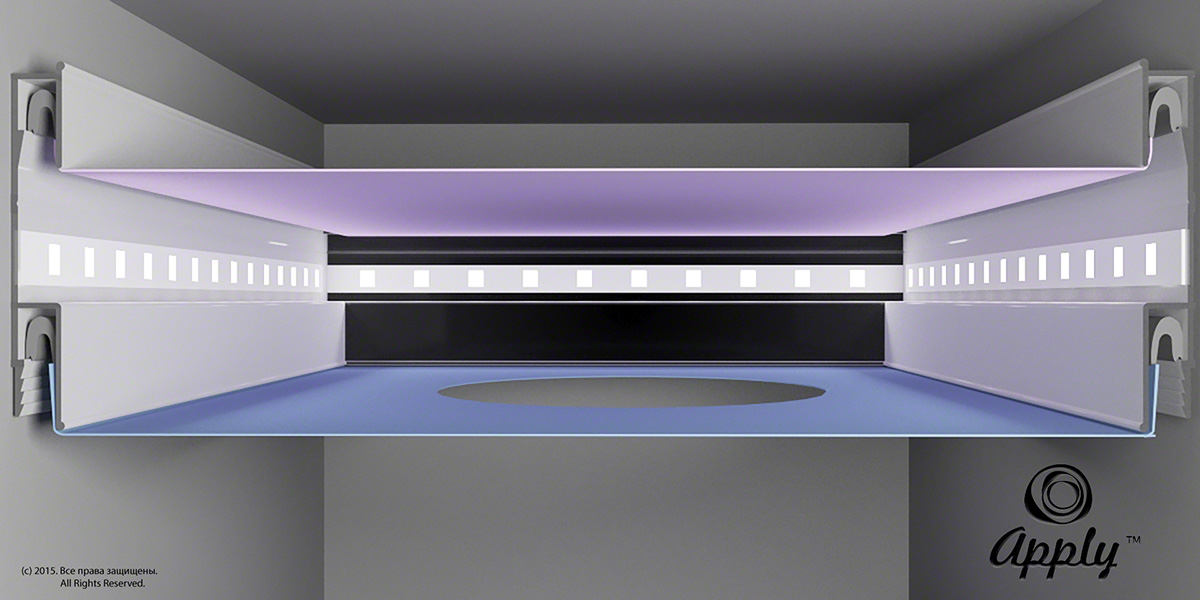 Apply 40- профиль для светодиодного  натяжного потолка.  Схема монтажа профиля