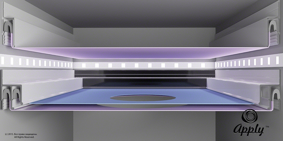 Монтаж светового потолка на профиле Apply 8 и h профиле.