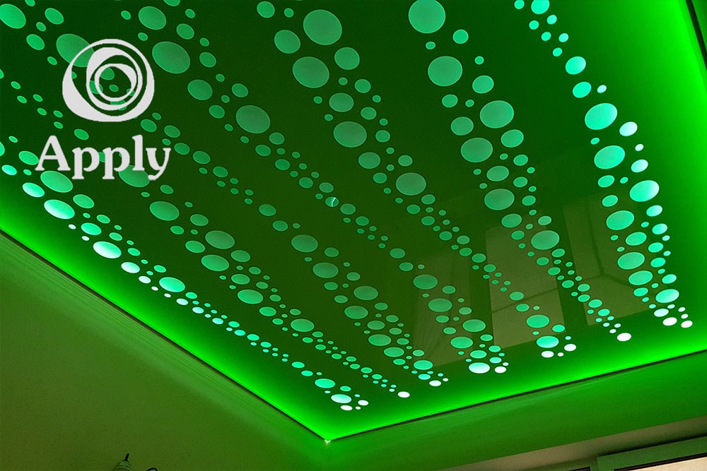 Резной натяжной потолок Apply. Потолок с подсветкой